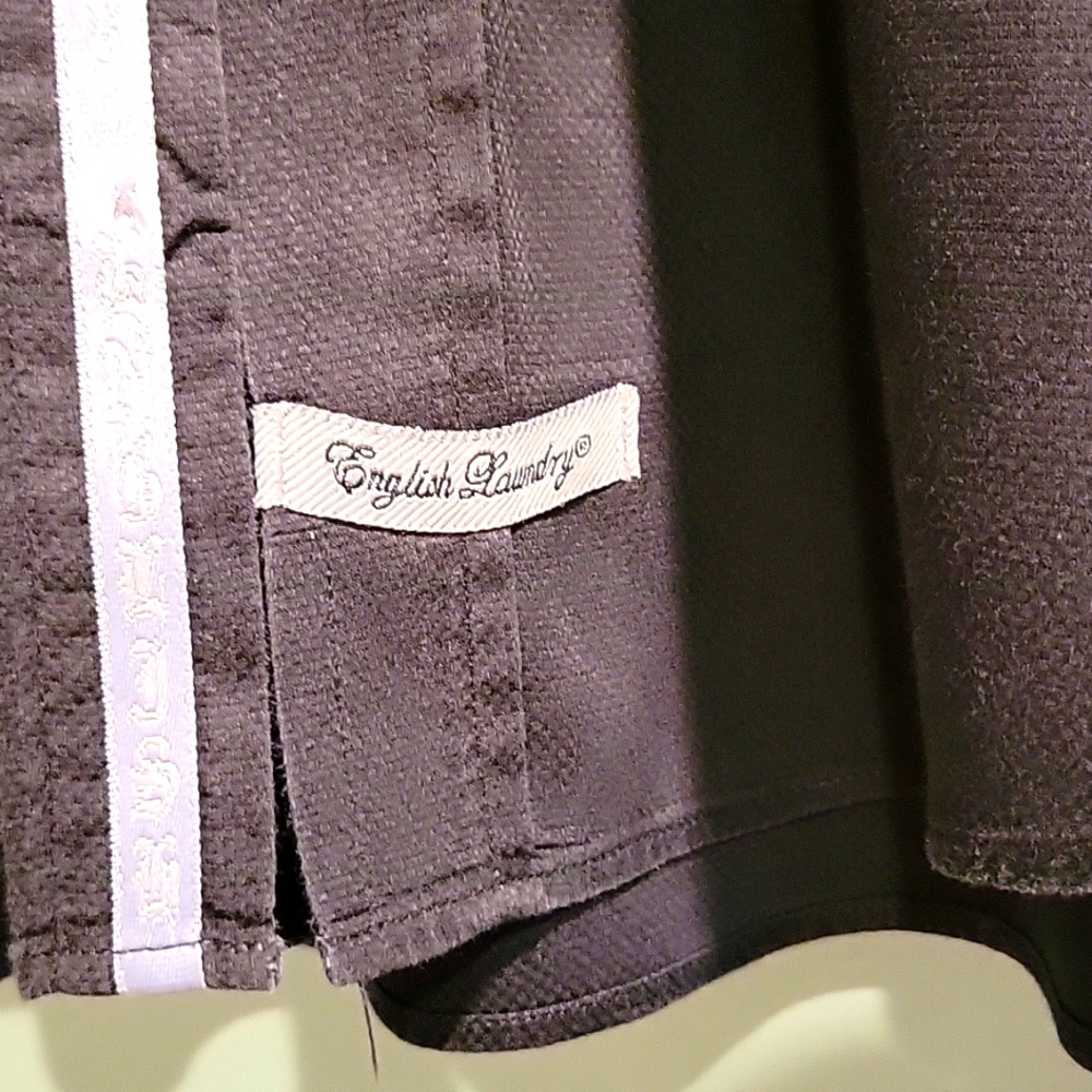 English Laundry Black textured long sleeve button down 17 neck 34/35 - Picture 3 of 11